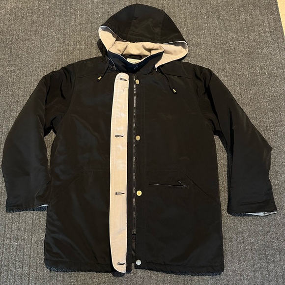 Black Raincoat/Windbreaker with Hood - Picture 3 of 13